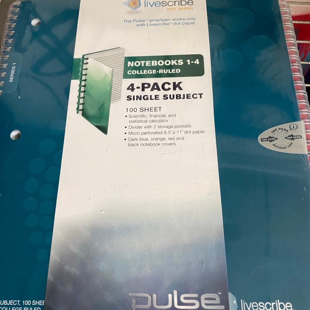 Bundle, Livescibe College-Ruled Notebooks 4-Pack + Notebook